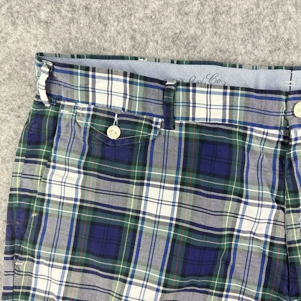 Polo Ralph Lauren Shorts Mens 40 Blue Plaid Preppy Athletic Golf Cotton Chinos*